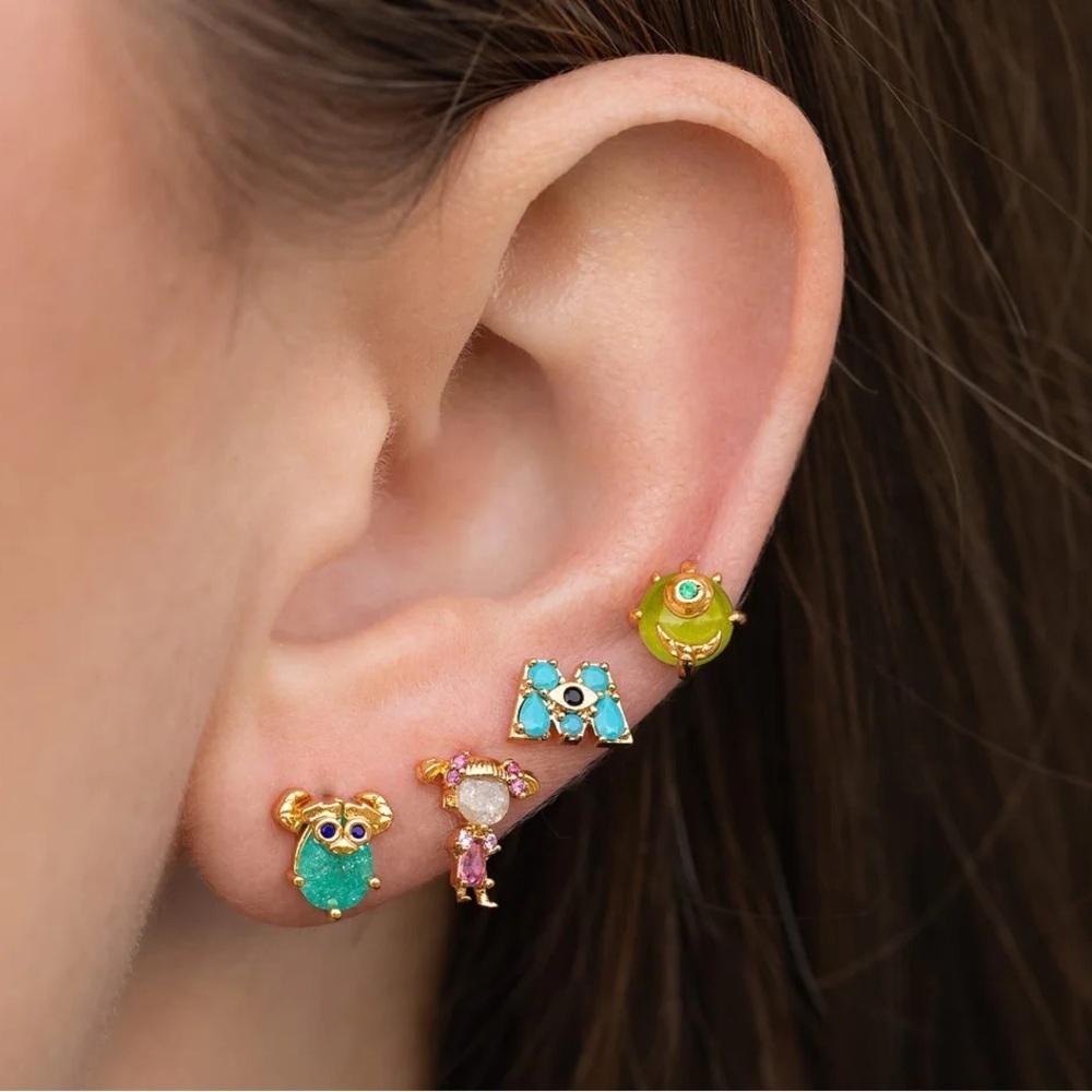 925 Sterling Silver Disney Monsters Inc Theme Earrings Mismatch Asymmetrical - Picture 4 of 4
